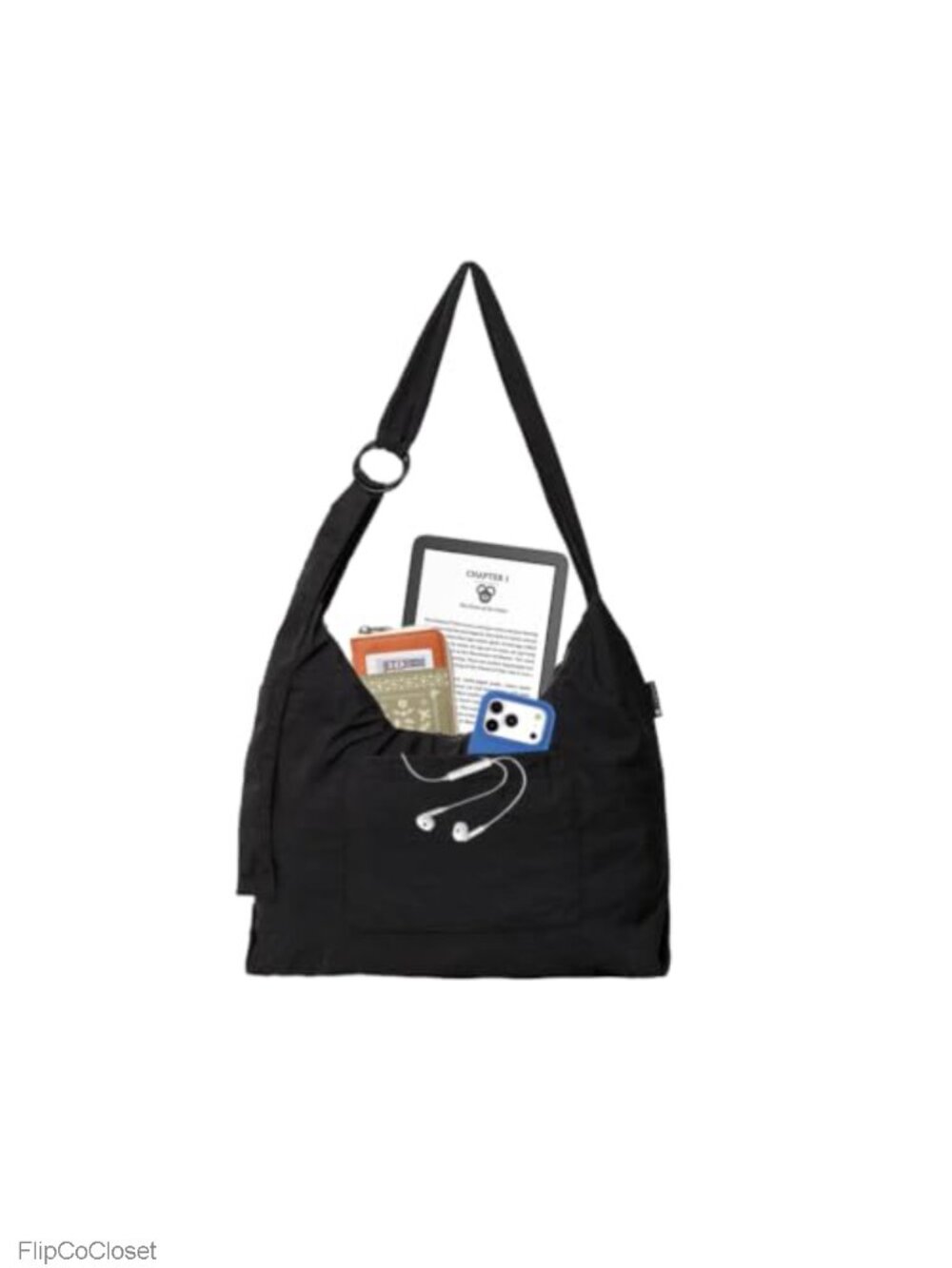 Slouchy Crescent Shoulder Bag - Foldable & Packable Crossbody Purse